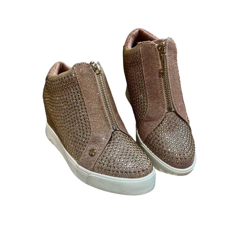 Juicy Couture Women's Joanz Rose Gold Rhinestone Wedge Sneakers - Size‎ 6